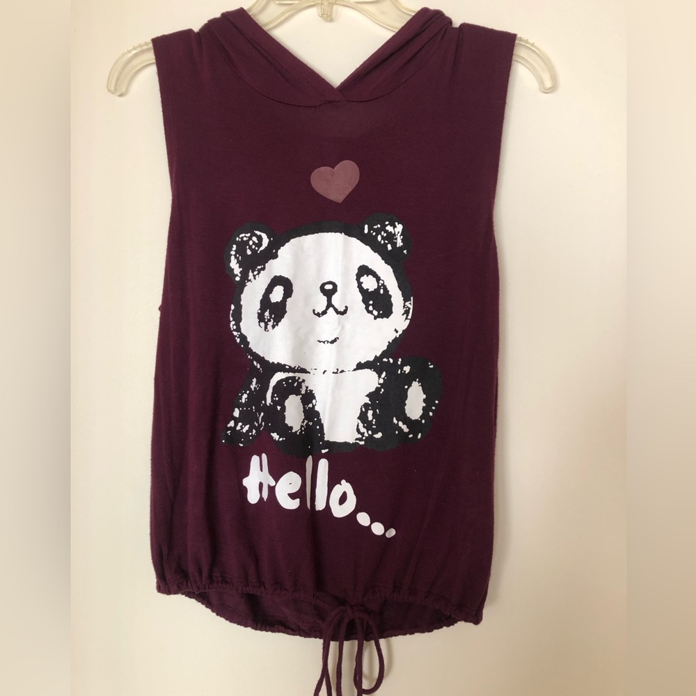 Cute Panda sleeveless tank top. Four girlz.  Size S